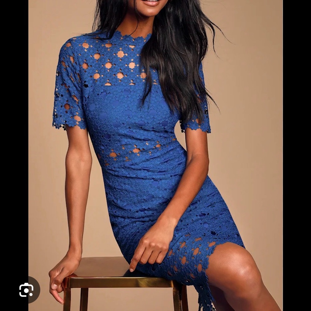 Blue Lace  Peek a Boo Midi Lulu's Dress